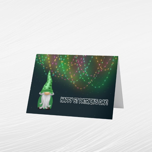 Gnome Green Lights St Patricks Day Holiday Card (Creator Uploaded)