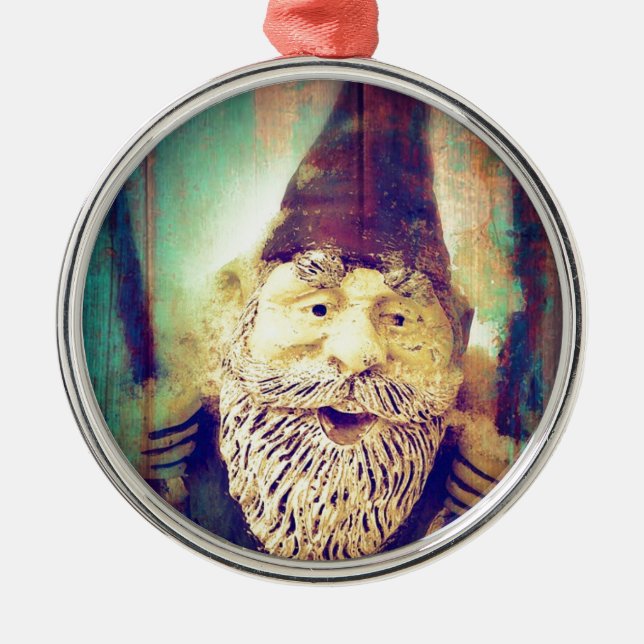 Gnome Grunge Metal Tree Decoration (Front)