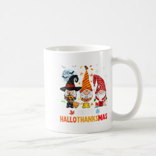 Gnome Hallothanksmas Halloween Thanksgiving Christ Coffee Mug
