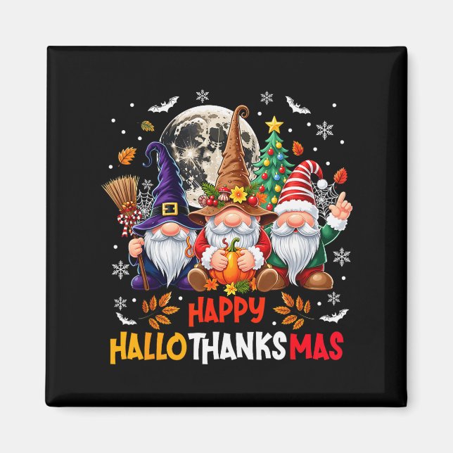 Gnome Hallothanksmas Halloween Thanksgiving Christ Magnet (Front)