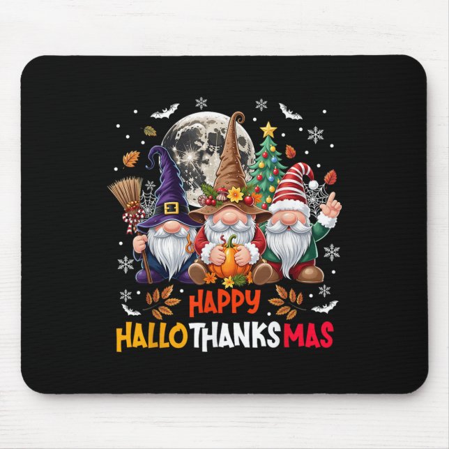 Gnome Hallothanksmas Halloween Thanksgiving Christ Mouse Pad (Front)