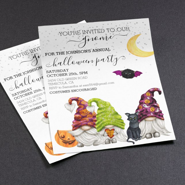 Gnome Halloween Party Watercolor Invitation  (Creator Uploaded)