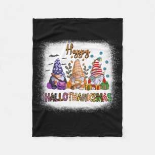 Gnome Halloween Thanksgiving Christmas Happy Hallo Fleece Blanket