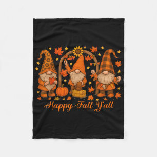 Gnome Happy Fall Yall Pumpkin Autumn Thanksgiving Fleece Blanket