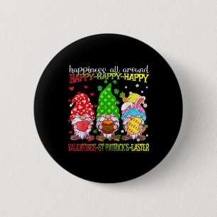 Gnome Happy Valentine St Patrick Easter Happiness 6 Cm Round Badge