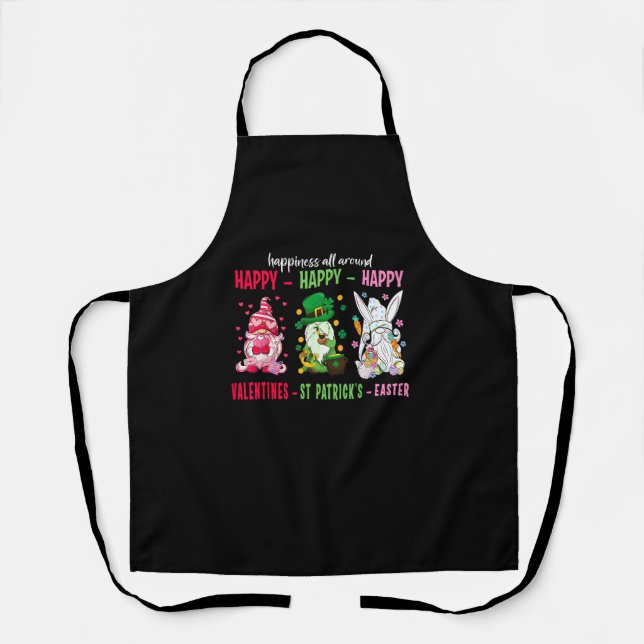 Gnome Happy Valentine St Patrick Easter Happiness  Apron (Front)