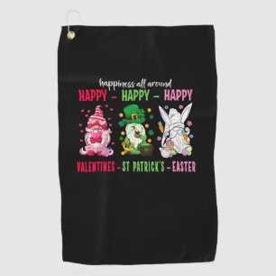 Gnome Happy Valentine St Patrick Easter Happiness Golf Towel