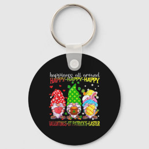 Gnome Happy Valentine St Patrick Easter Happiness Key Ring
