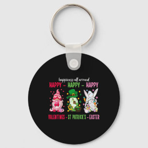 Gnome Happy Valentine St Patrick Easter Happiness  Key Ring