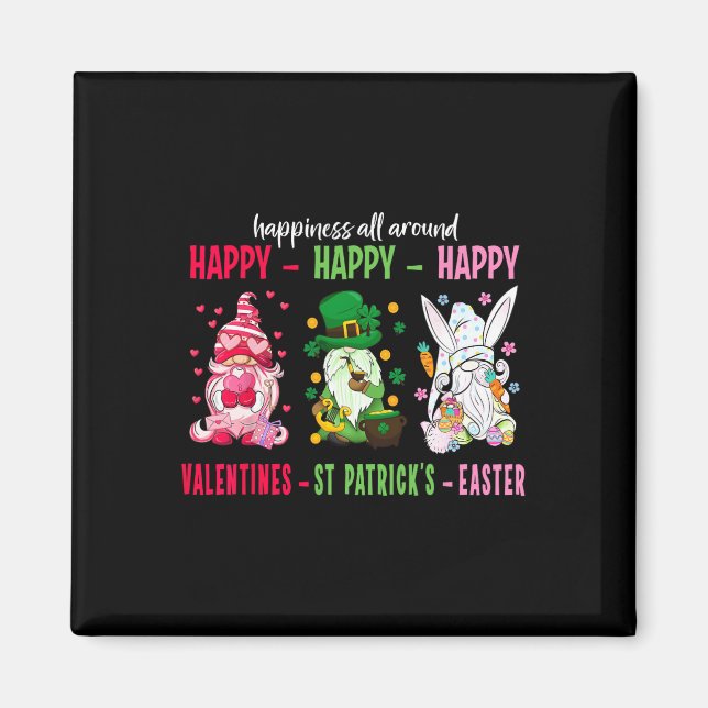 Gnome Happy Valentine St Patrick Easter Happiness  Magnet (Front)