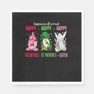 Gnome Happy Valentine St Patrick Easter Happiness  Napkin