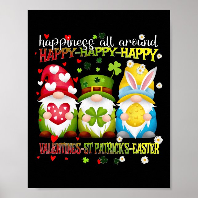 Gnome Happy Valentine St Patrick Easter Happiness  Poster (Front)