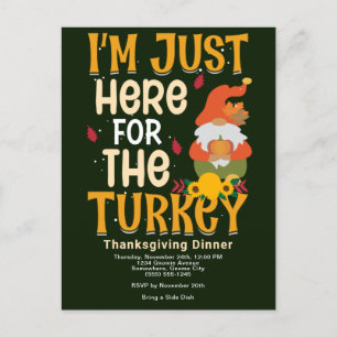 Gnome Here For Turkey Thanksgiving Dinner Postcard