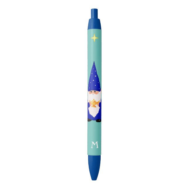 Gnome Holding a Magic Lamp & Monogram Black Ink Pe Pen (Front Vertical)
