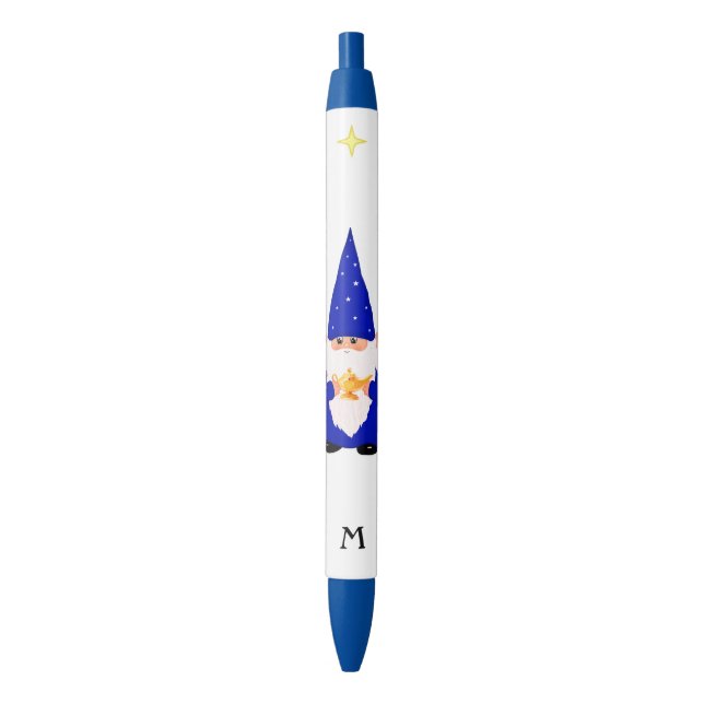 Gnome Holding a Magic Lamp & Monogram Black Ink Pen (Front Vertical)