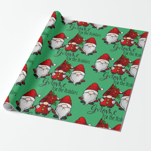 Gnome Holiday Christmas Wrapping Paper (Unrolled)