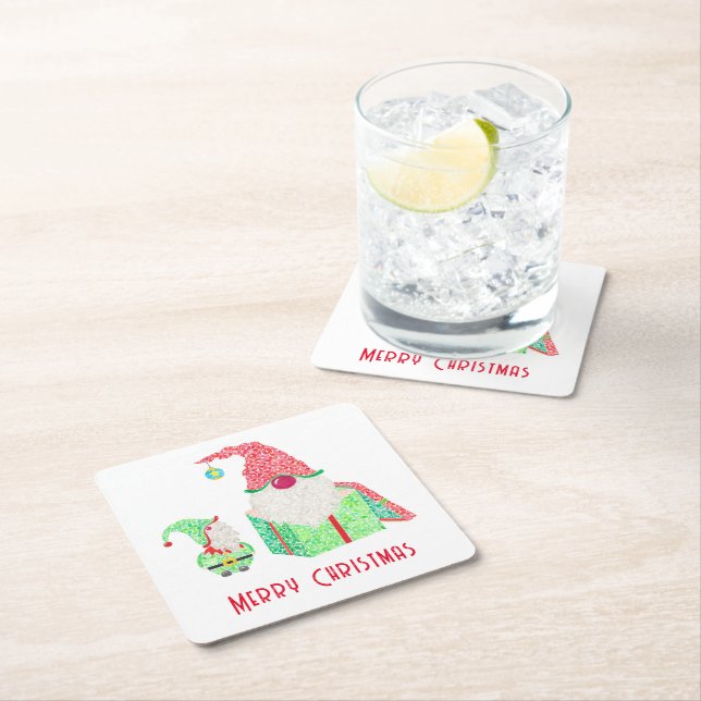 Gnome Holiday Party Paper Coaster (Insitu)