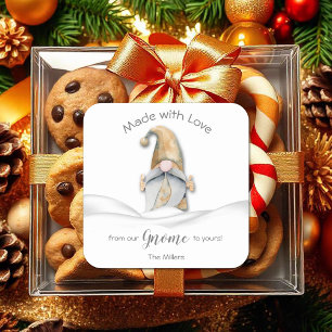 Gnome Homemade Food Holiday Baking Personalised Square Sticker
