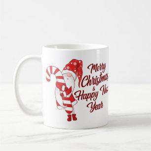Gnome Hugging Candy Cane Holiday Coffee Mug