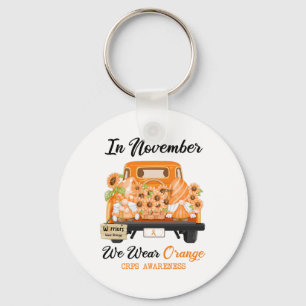 Gnome In November We Wear Orange Ribbon Crps Aware Key Ring