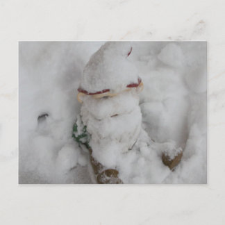 Gnome in Snow. Postcard