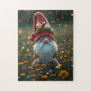 Gnome in the flowers jigsaw puzzle