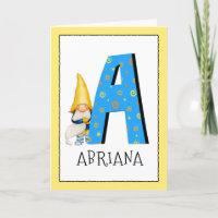 Gnome Kids Letter A Name and Age Birthday Greeting