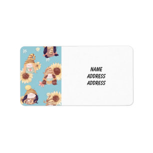 Gnome Ladies And Sunflowers Label