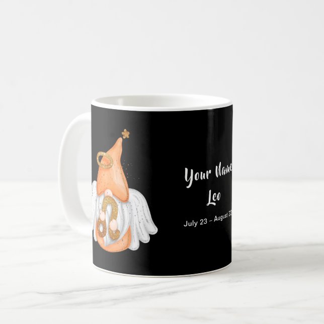 Gnome Leo Astrology Sign Angel Your Name Coffee Mug (Front Left)