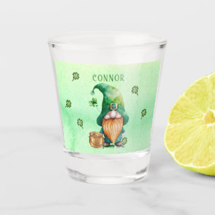 Gnome Leprechaun  Pot of Gold  St. Patricks Day Shot Glass
