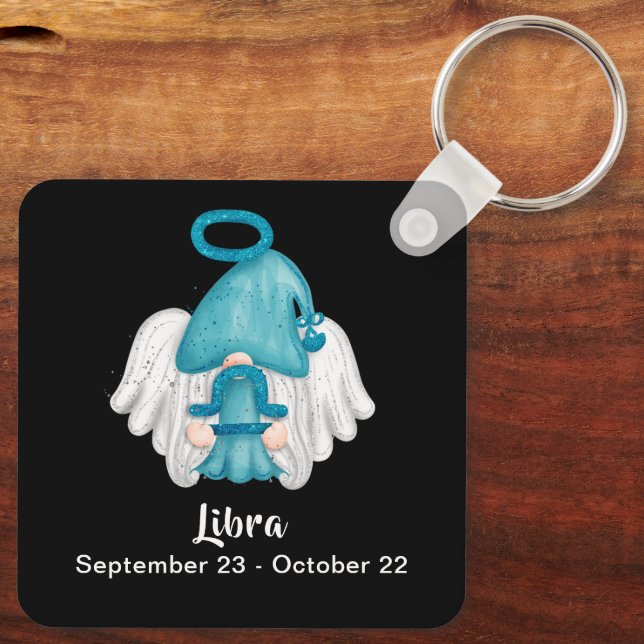 Gnome Libra Astrology Sign Angel Keychain (Back)