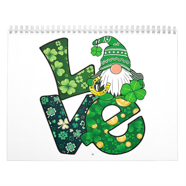 Gnome Love Funny St Patricks Day Calendar (Cover)