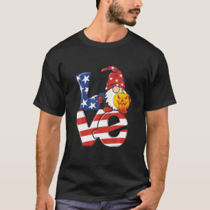 Gnome Love Pumpkin Halloween Flag USA Love Cute T-Shirt