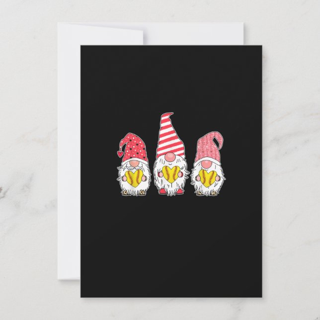 Gnome Love Softball Heart Leopard Plaid Christmas  Invitation (Front)