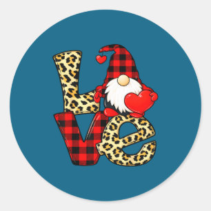 Gnome Love Valentine Gnomes Valentines Day Men Wom Classic Round Sticker