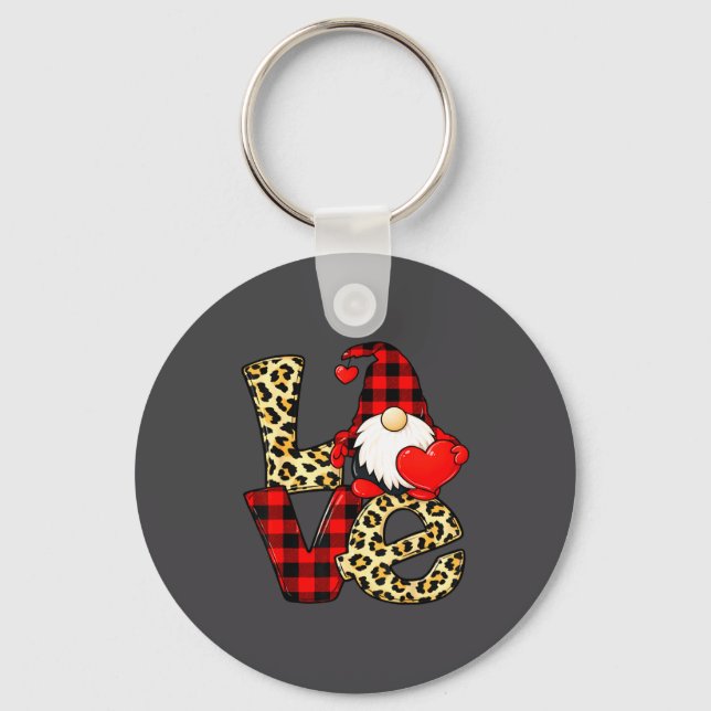 Gnome Love Valentine Gnomes Valentines Day Men Wom Key Ring (Front)