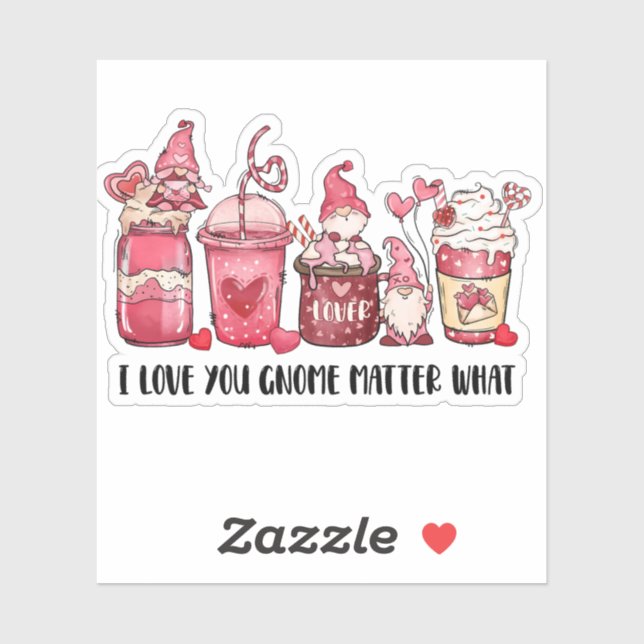 Gnome Love You Pink Red Coffee Valentine's (Sheet)