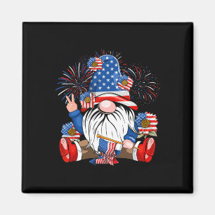 Gnome Lovers American Flag Independence Day 4th Of Magnet