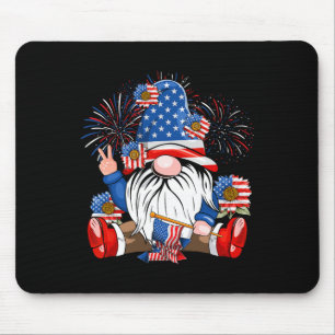 Gnome Lovers American Flag Independence Day 4th Of Mouse Pad