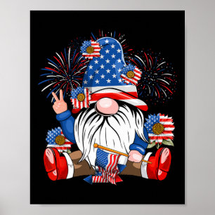 Gnome Lovers American Flag Independence Day 4th Of Poster