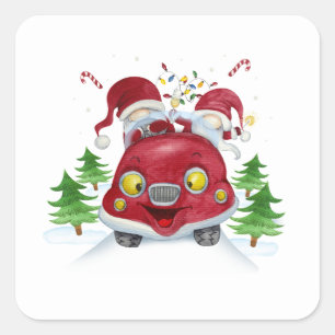 Gnome Merry Christmas Funny Square Sticker
