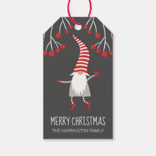 Gnome Merry Christmas Holly Berries Gift Tags