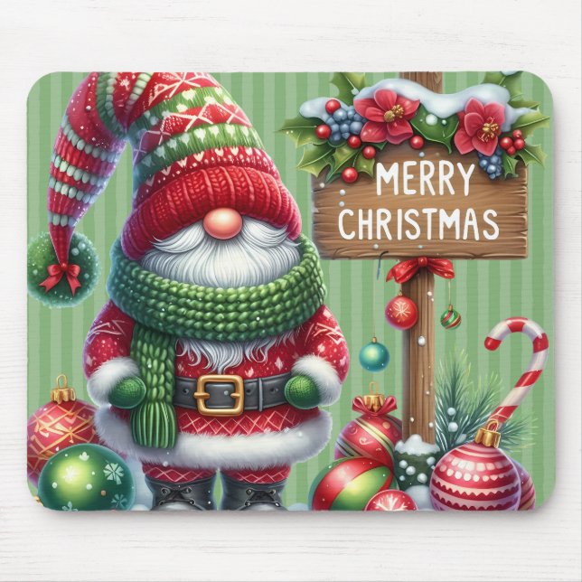 Gnome Merry Christmas Mouse Pad (Front)