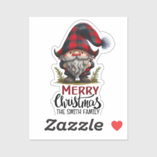 Gnome Merry Christmas Plaid Fun Modern Design