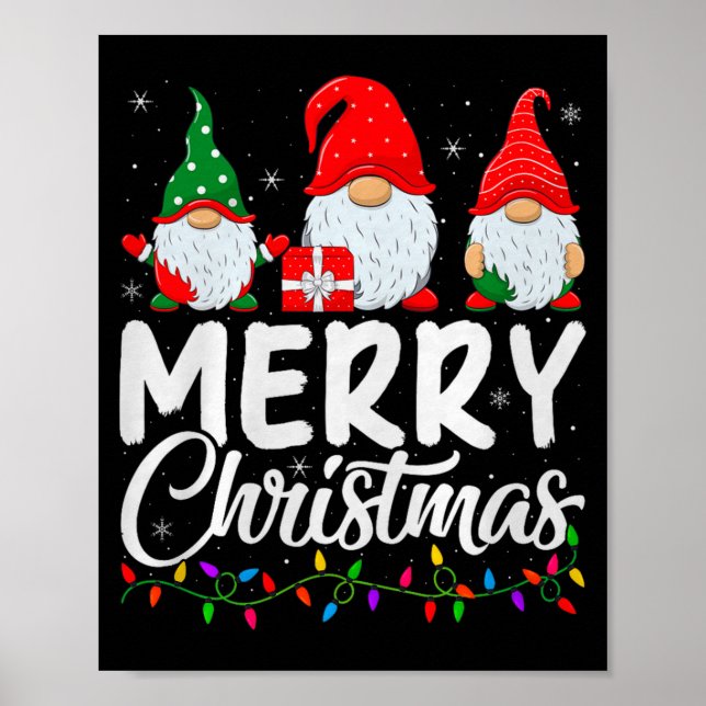 Gnome Merry Christmas Pyjamas Matching Family Grou Poster (Front)