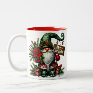 Gnome Merry Christmas Two-Tone Coffee Mug