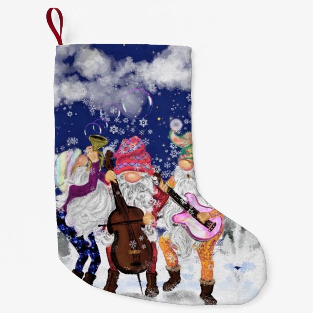 Gnome Musical Band Funny Christmas Stocking (Front)