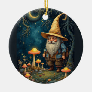 Gnome night ceramic ornament