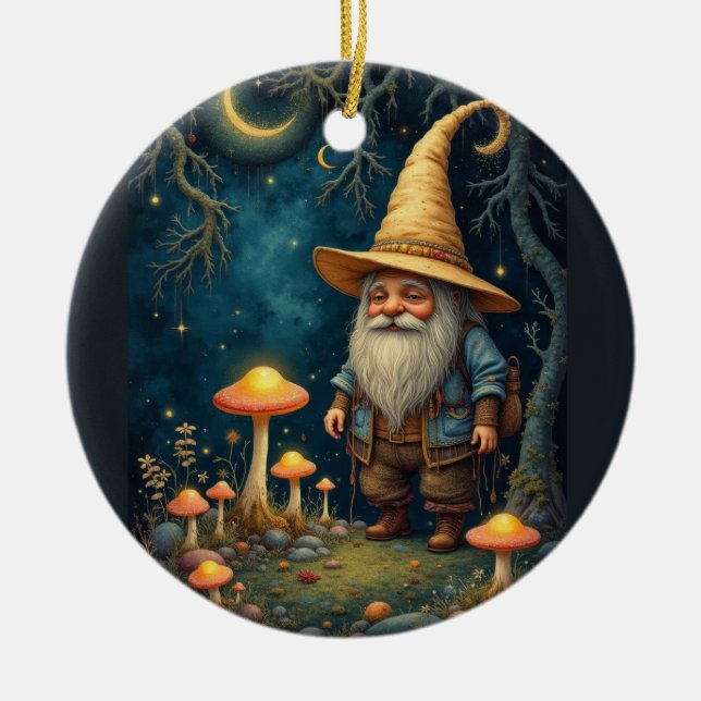 Gnome night ceramic ornament (Front)