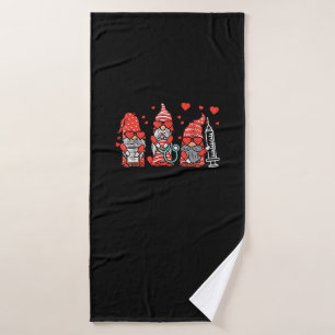 Gnome Nurse Scrub Valentine RN ICU ER Valentines D Bath Towel